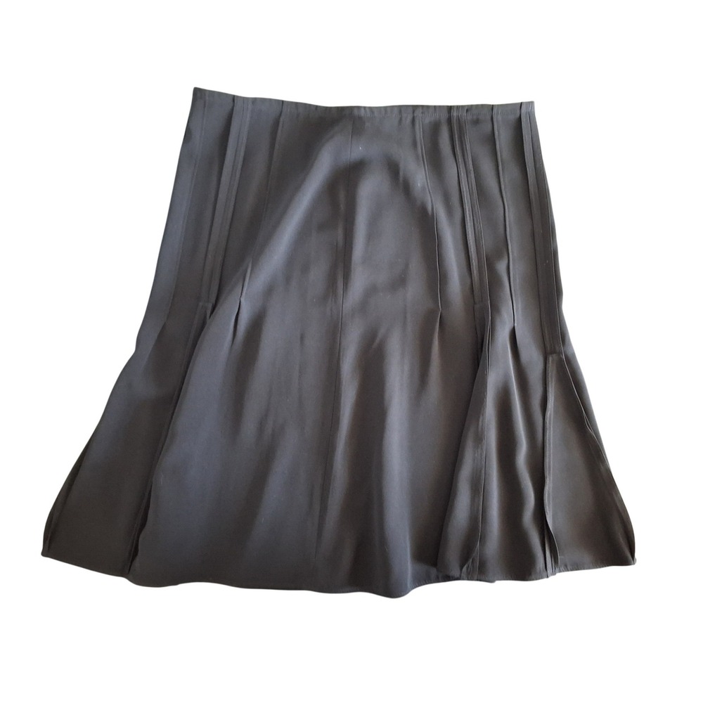 Philippe Adec 10 Pleated A-Line Knee Length Skirt Office Workwear Casual Modest - Picture 3 of 4